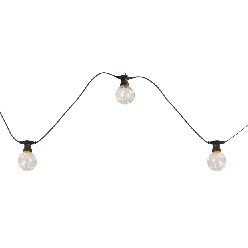 Globo - Cadena decorativa LED para exteriores 10xLED/0,27W/230V 7,5 m IP44 negro