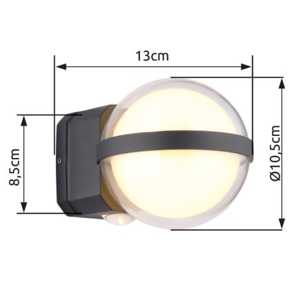 Globo - Aplique LED para exterior LED/12W/230V IP54 negro