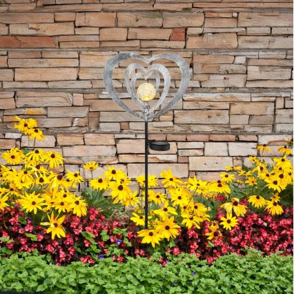 Globo - Lámpara solar LED/3V IP44 300 mAh corazón plateado