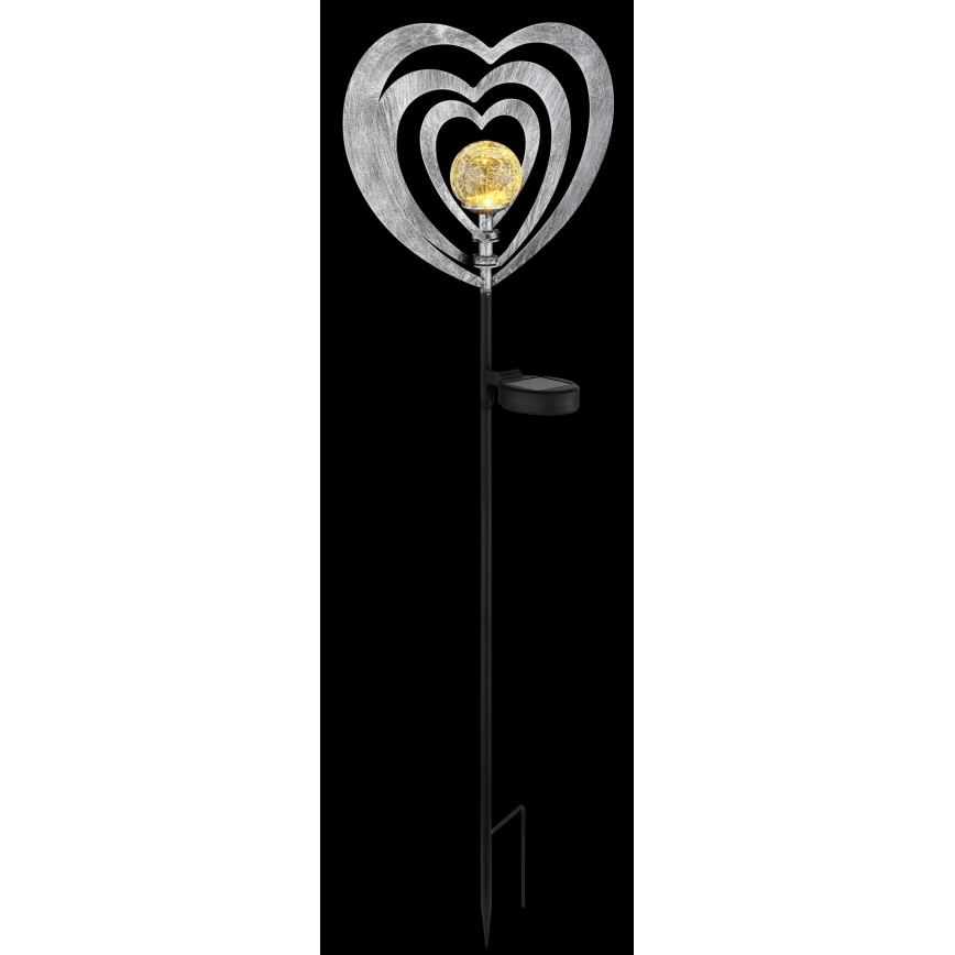 Globo - Lámpara solar LED/3V IP44 300 mAh corazón plateado
