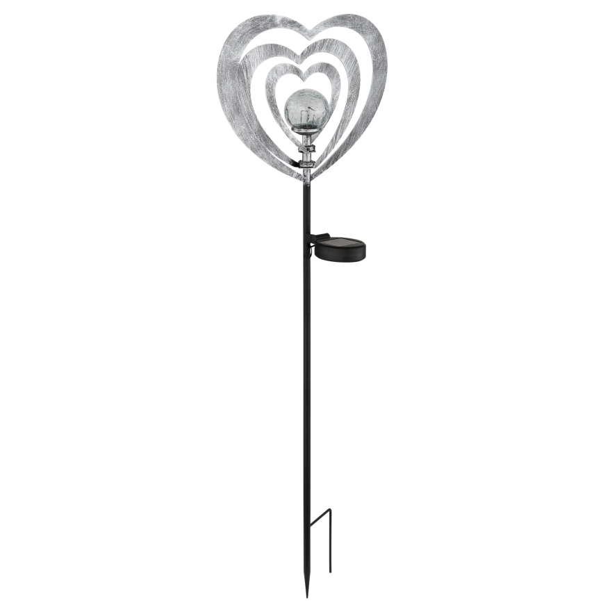 Globo - Lámpara solar LED/3V IP44 300 mAh corazón plateado