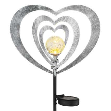 Globo - Lámpara solar LED/3V IP44 300 mAh corazón plateado