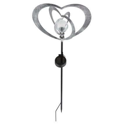 Globo - Lámpara solar LED/3V IP44 300 mAh corazón plateado