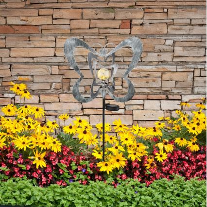 Globo - Lámpara solar LED/3V IP44 300 mAh mariposa plateada