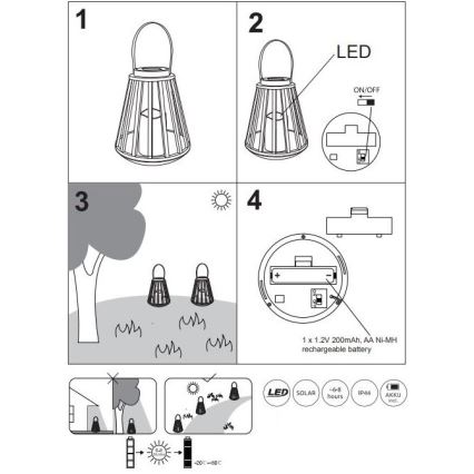 Globo - Lámpara solar LED LED/0,06W/3V 3200K IP44