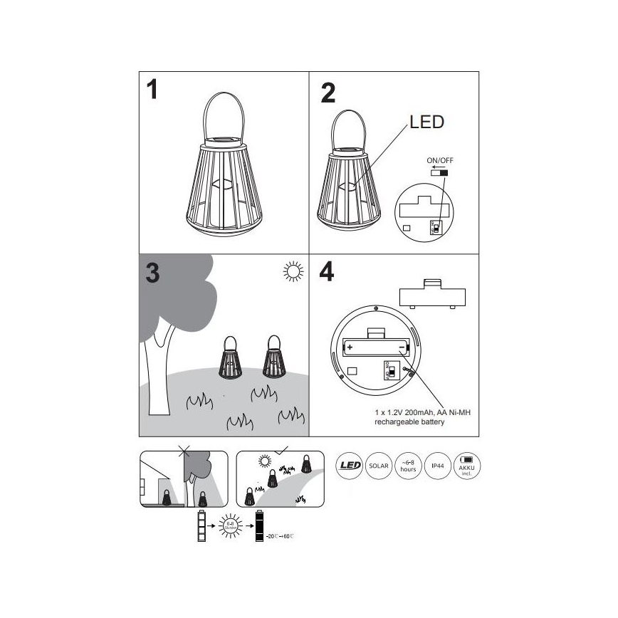 Globo - Lámpara solar LED LED/0,06W/3V 3200K IP44