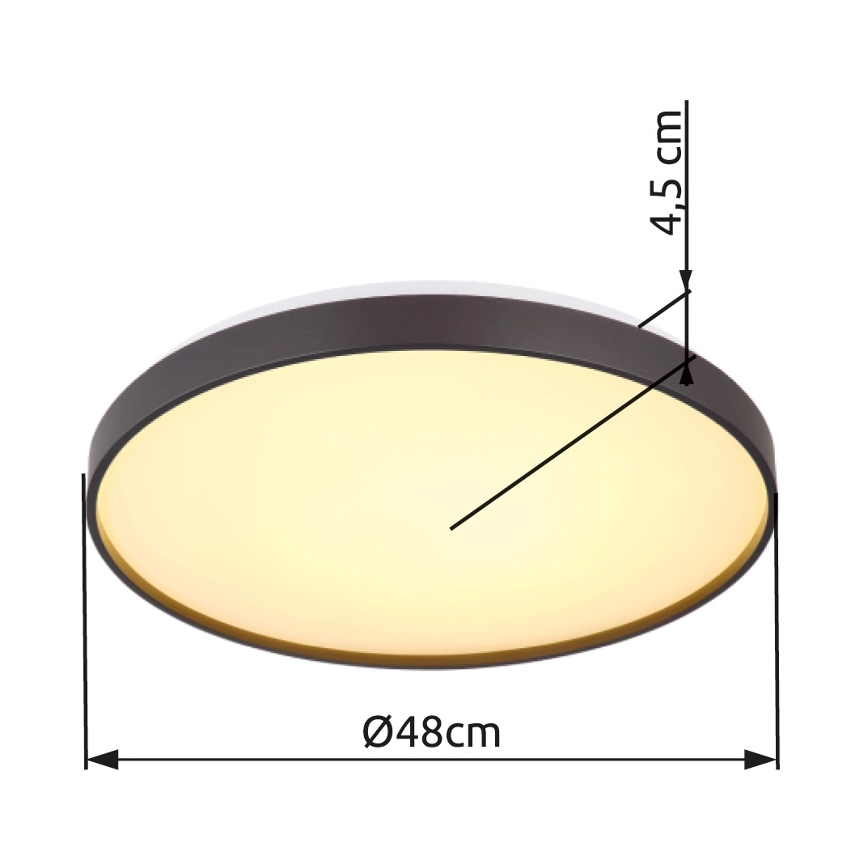 Globo - Plafón LED LED/24W/230V diá. 48 cm antracita