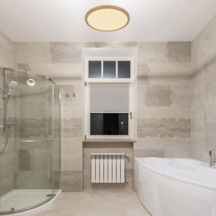 Globo - Plafón de baño LED regulable LED/18W/230V 3000K IP44 d. 29,4 cm latón