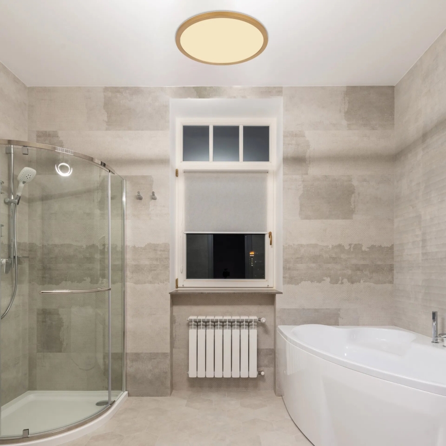 Globo - Plafón de baño LED regulable LED/18W/230V 3000K IP44 d. 29,4 cm latón