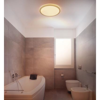 Globo - Plafón de baño LED regulable LED/18W/230V 3000K IP44 d. 29,4 cm latón