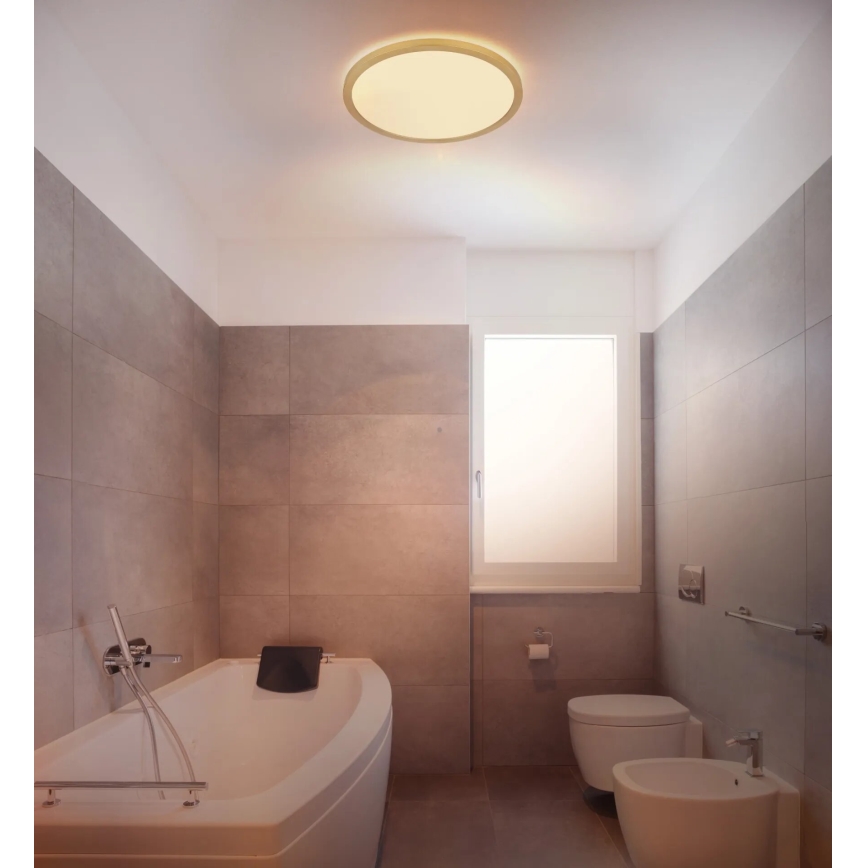 Globo - Plafón de baño LED regulable LED/18W/230V 3000K IP44 d. 29,4 cm latón