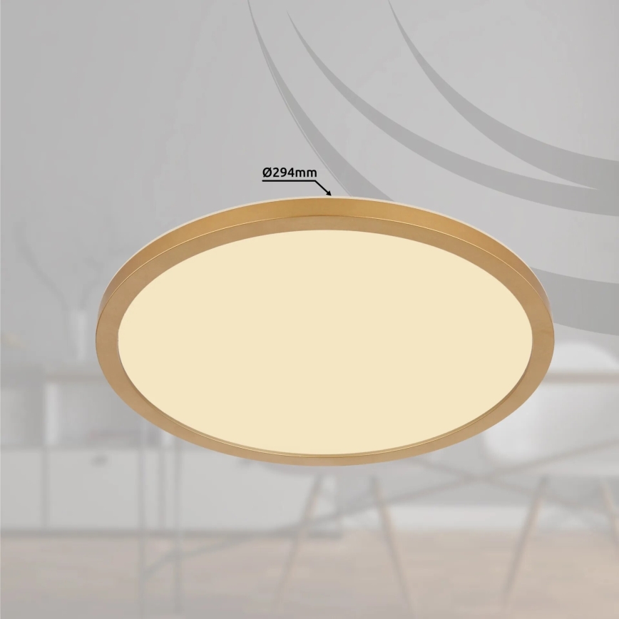 Globo - Plafón de baño LED regulable LED/18W/230V 3000K IP44 d. 29,4 cm latón