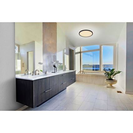 Globo - Luz de techo LED regulable para baño LED/24W/230V diá. 42 cm IP44 negro