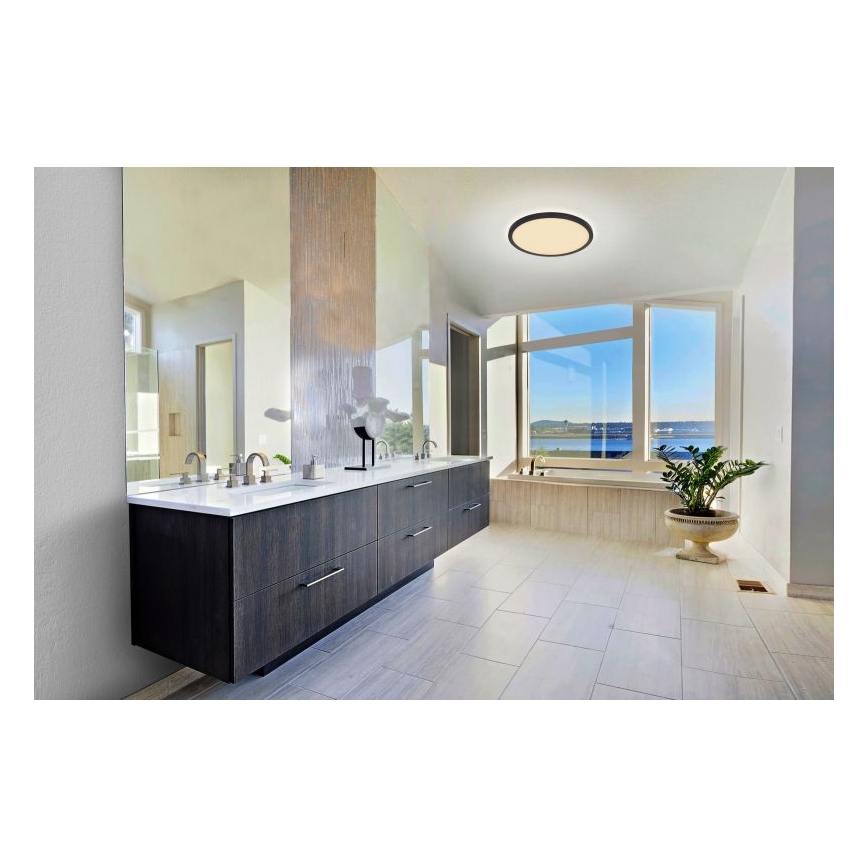 Globo - Luz de techo LED regulable para baño LED/24W/230V diá. 42 cm IP44 negro