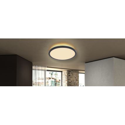 Globo - Luz de techo LED regulable para baño LED/24W/230V diá. 42 cm IP44 negro