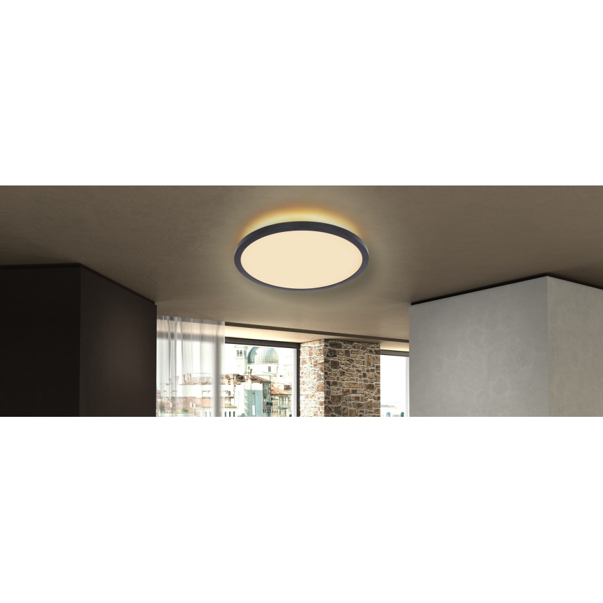 Globo - Luz de techo LED regulable para baño LED/24W/230V diá. 42 cm IP44 negro
