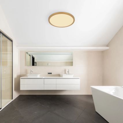 Globo - Plafón de baño LED regulable LED/24W/230V 3000K IP44 d. 42 cm latón