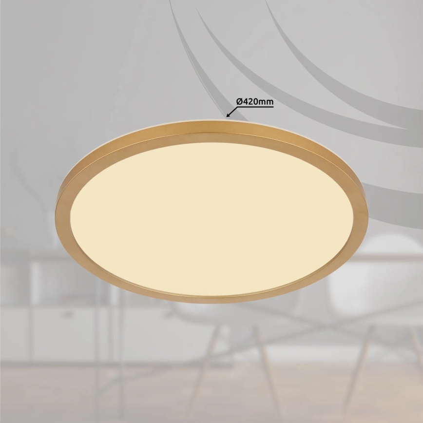 Globo - Plafón de baño LED regulable LED/24W/230V 3000K IP44 d. 42 cm latón