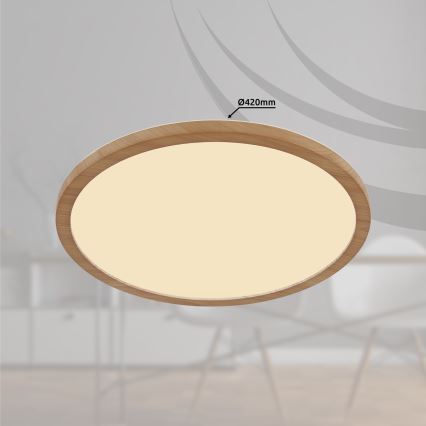 Globo - Luz de techo LED regulable para baño LED/24W/230V diá. 42 cm IP44 marrón