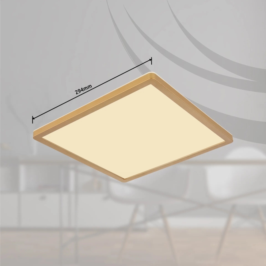 Globo - Luz de techo LED regulable para baño LED/18W/230V 3000K IP44 29,4x29,4 cm latón