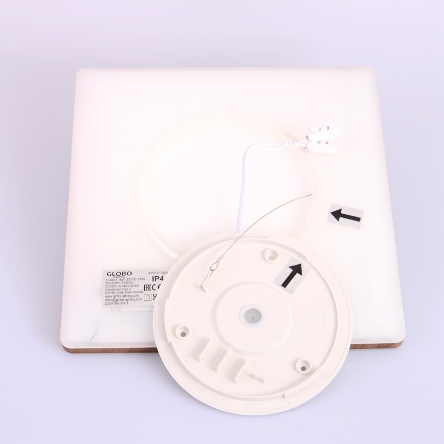 Globo - Luz de techo LED regulable para baño LED/18W/230V 29,4x29,4 cm IP44 marrón