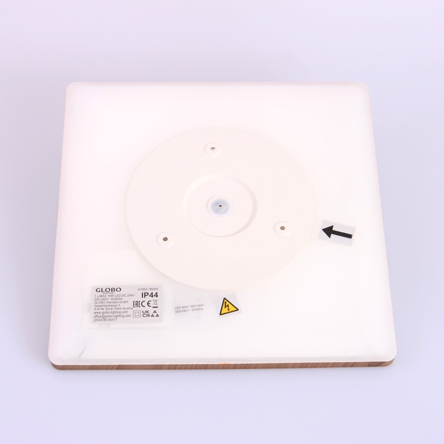 Globo - Luz de techo LED regulable para baño LED/18W/230V 29,4x29,4 cm IP44 marrón