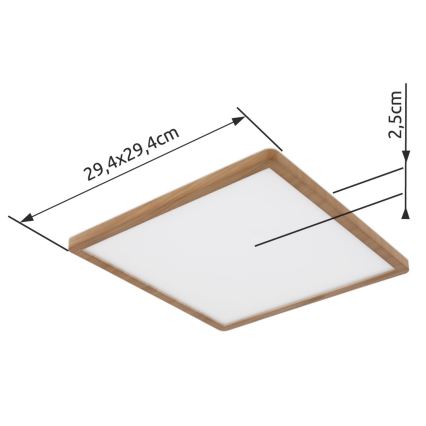 Globo - Luz de techo LED regulable para baño LED/18W/230V 29,4x29,4 cm IP44 marrón