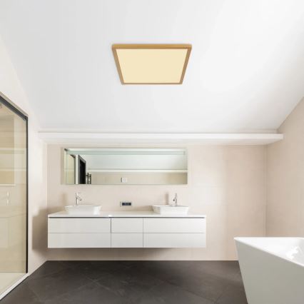 Globo - Plafón de baño LED regulable LED/24W/230V 3000K IP44 42x42 cm latón