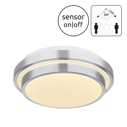 Globo - Lámpara de techo LED para baño con sensor LED/18W/230V IP44