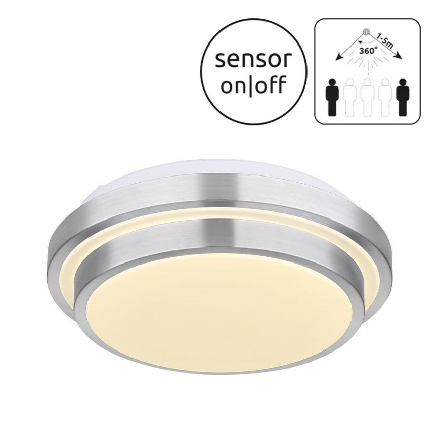 Globo - Lámpara de techo LED para baño con sensor LED/18W/230V IP44