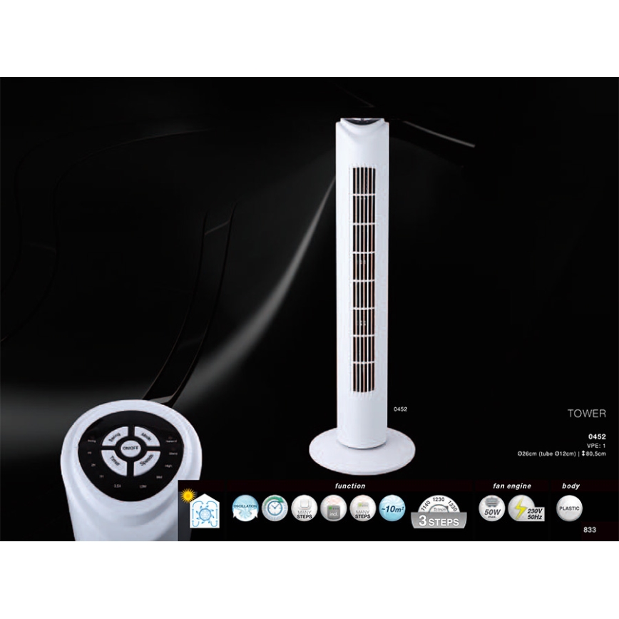 GLOBO 0452 - Ventilador TOWER 50W/230V