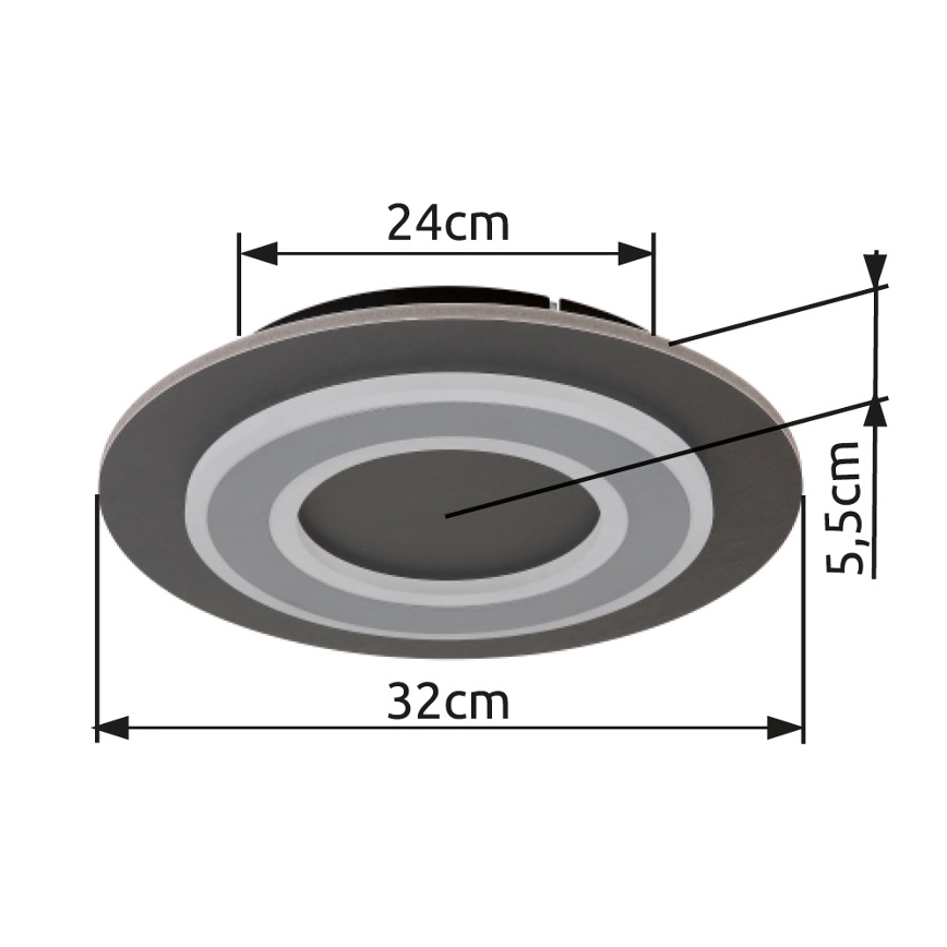 Globo - Plafón LED LED/24W/230V 3000K diá. 32 cm antracita