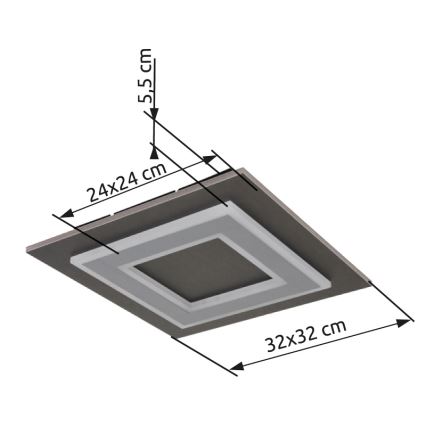 Globo - Plafón LED LED/24W/230V 3000K 32x32 cm antracita