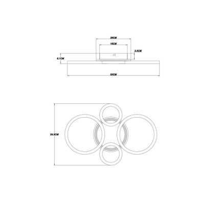 Globo - Lámpara de techo LED LED/40W/230V 2700/4500/6500K Ø 35,5x53 cm negra