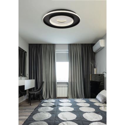 Globo - Lámpara de techo LED regulable LED/30W/230V 2700-6500K diámetro 52,5 cm negra + mando a distancia