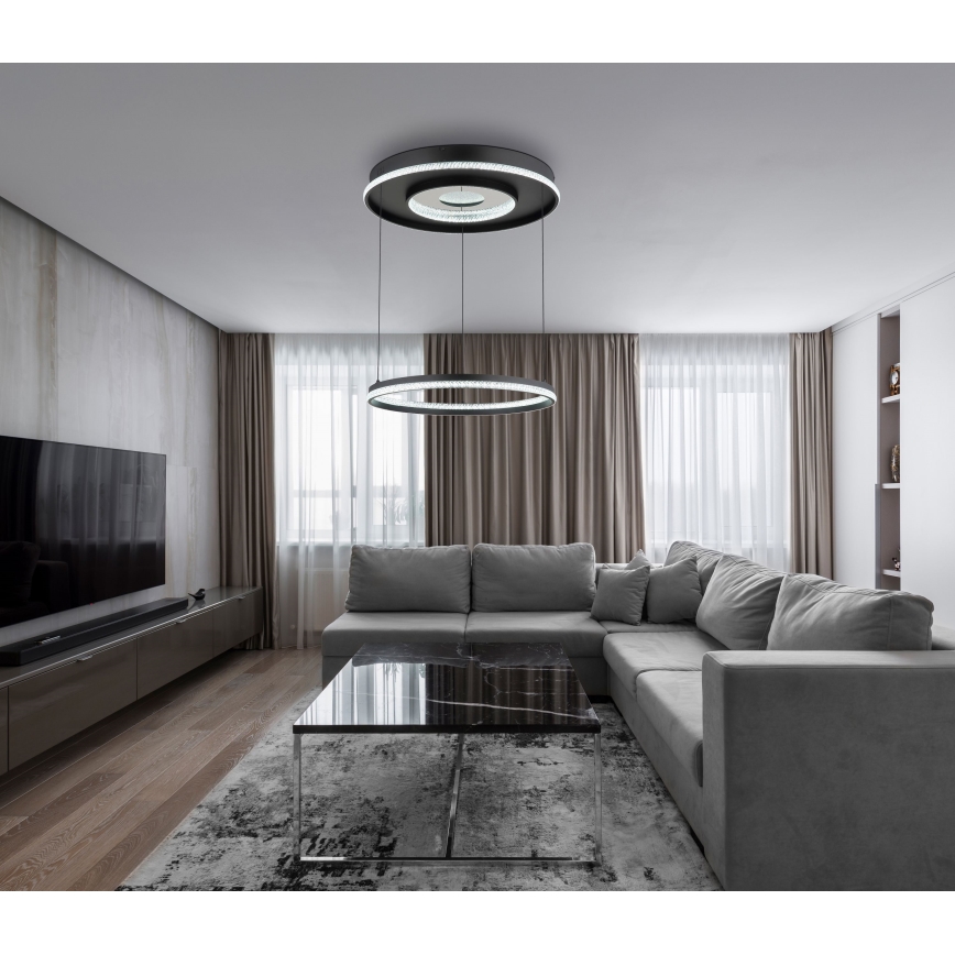 Globo - Lámpara de araña LED regulable LED/54W/230V 2700-6500K diá. 60 cm negro + control remoto