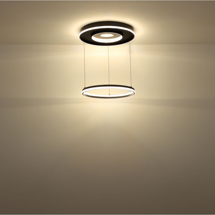 Globo - Lámpara de araña LED regulable LED/54W/230V 2700-6500K diá. 60 cm negro + control remoto