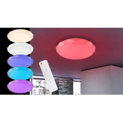 Globo - Plafón regulable RGBW LED/48W/230V+LED/10W/230V 3000-6500K + control remoto