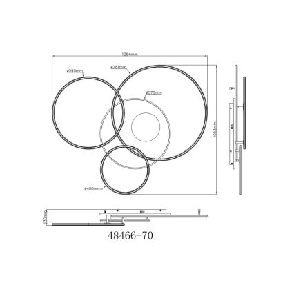 Globo - Lámpara de techo LED regulable LED/70W/230V 2700-6500K dorado + mando a distancia