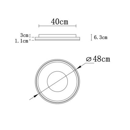 Globo - Plafón LED regulable LED/48W/230V 2700-6000K diá. 48 cm + control remoto