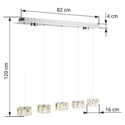 Globo - Lámpara LED colgante LED/52W/230V 4000K cromo brillante/transparente