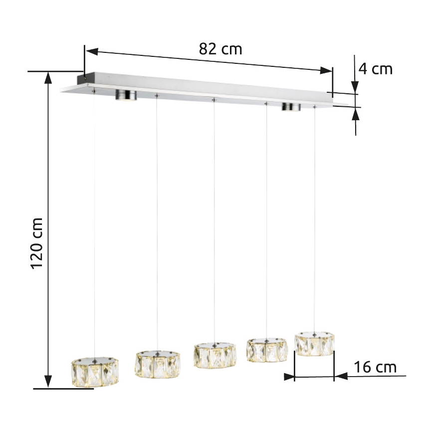 Globo - Lámpara LED colgante LED/52W/230V 4000K cromo brillante/transparente