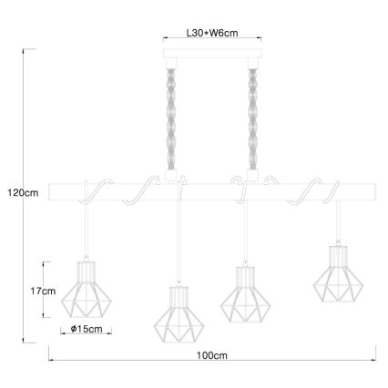 Globo - Lámpara colgante 4xE27/60W/230V