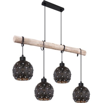 Globo 54029-4H - Lámpara colgante con cable JODIE 4xE27/40W/230V beige/negro