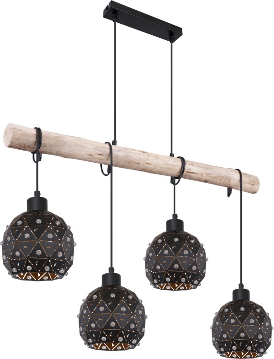 Globo 54029-4H - Lámpara colgante con cable JODIE 4xE27/40W/230V beige/negro