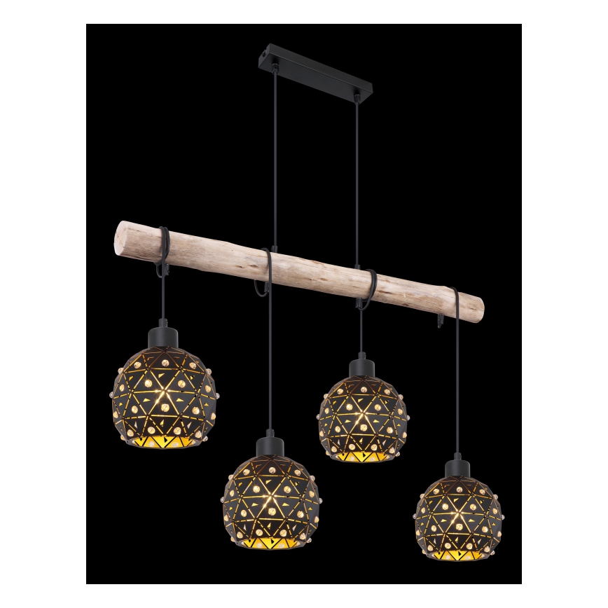 Globo 54029-4H - Lámpara colgante con cable JODIE 4xE27/40W/230V beige/negro