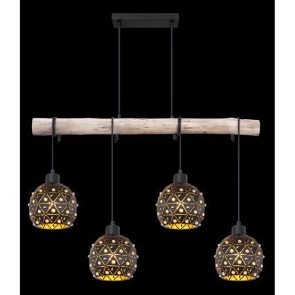 Globo 54029-4H - Lámpara colgante con cable JODIE 4xE27/40W/230V beige/negro
