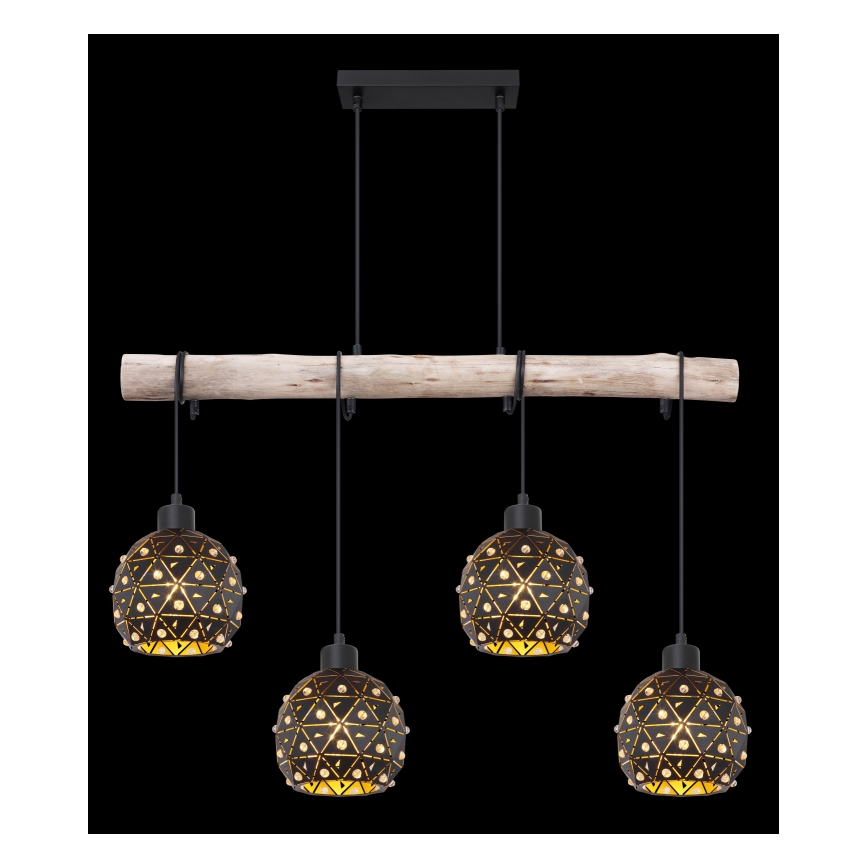 Globo 54029-4H - Lámpara colgante con cable JODIE 4xE27/40W/230V beige/negro