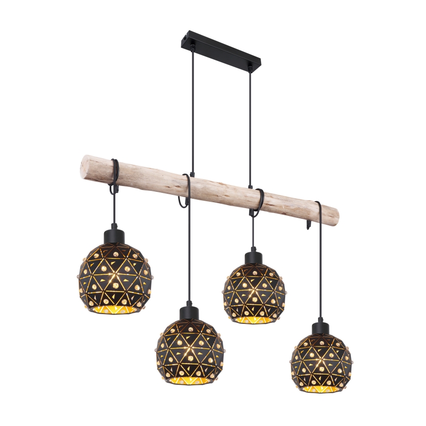 Globo 54029-4H - Lámpara colgante con cable JODIE 4xE27/40W/230V beige/negro