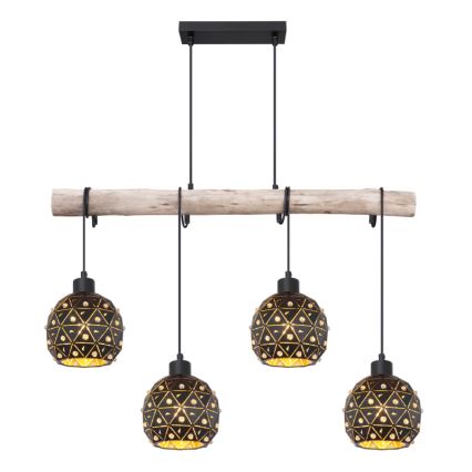 Globo 54029-4H - Lámpara colgante con cable JODIE 4xE27/40W/230V beige/negro